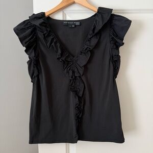 Veronica Beard Black Stacie Ruffle Top